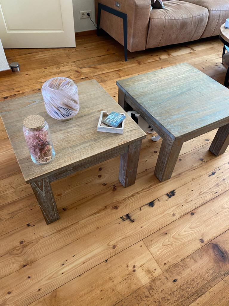 Set van 2 massieve bijzettafels - 60x60x43 cm, Huis en Inrichting, Ophalen