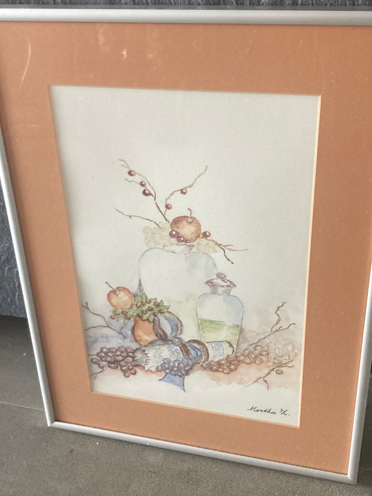 Schilderij aquarel stil leven, Ophalen of Verzenden, Schilderij, Aquarel, Gesigneerd