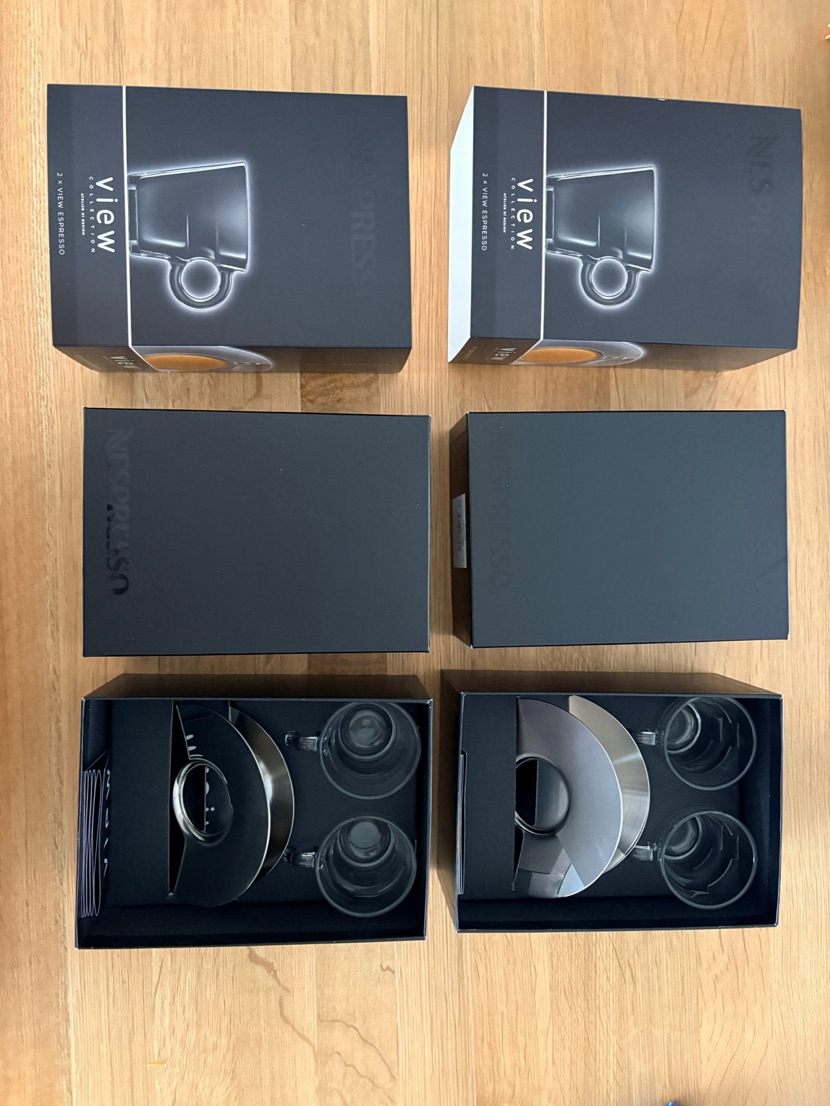 Nespresso View Espresso Kopjes & Schotels - 2 sets, Ophalen, Kop(pen) en/of Schotel(s), Glas, Zo goed als nieuw