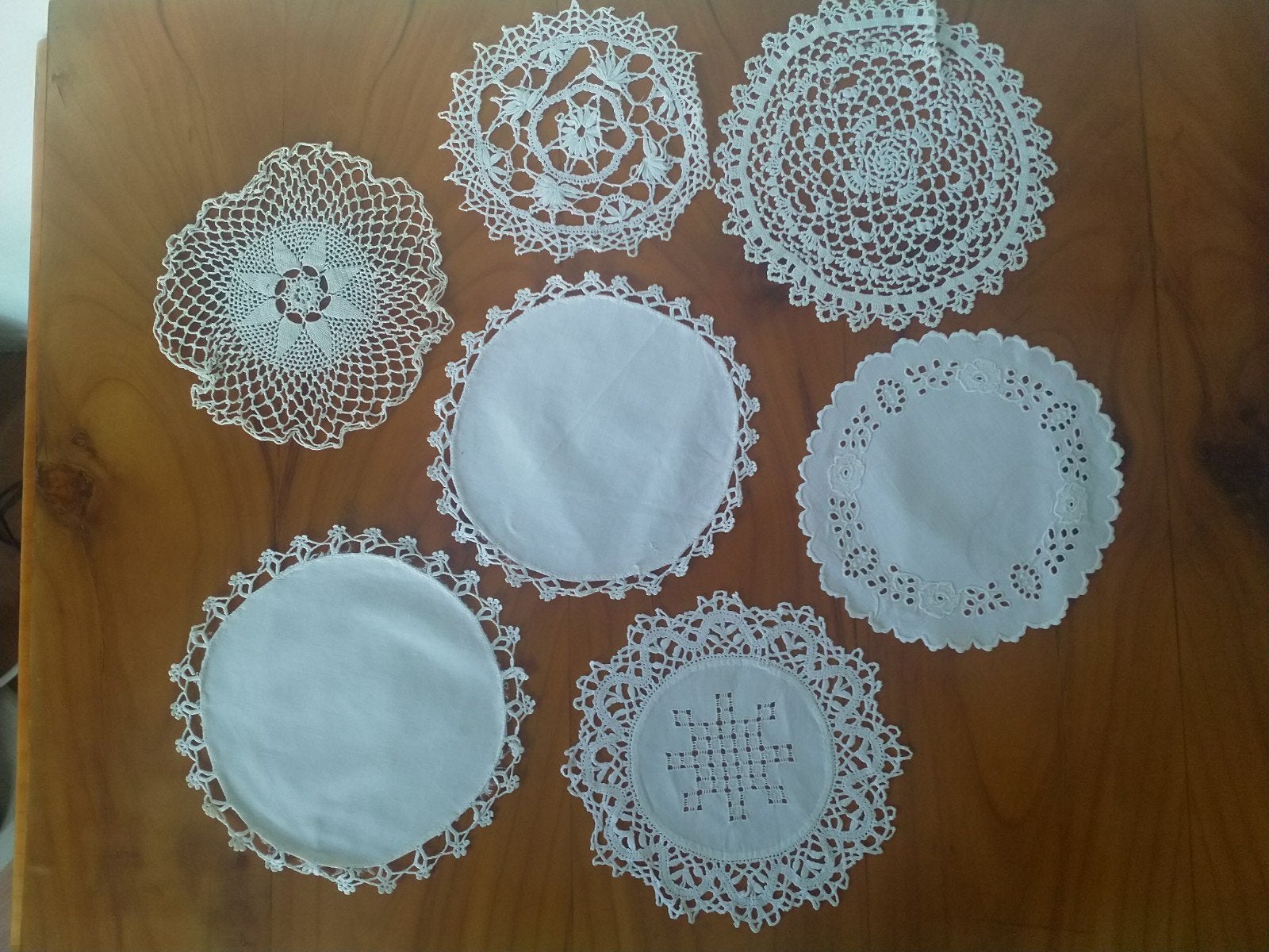 Antieke onderzetters doorsnede ca. 15 cm, Ophalen of Verzenden