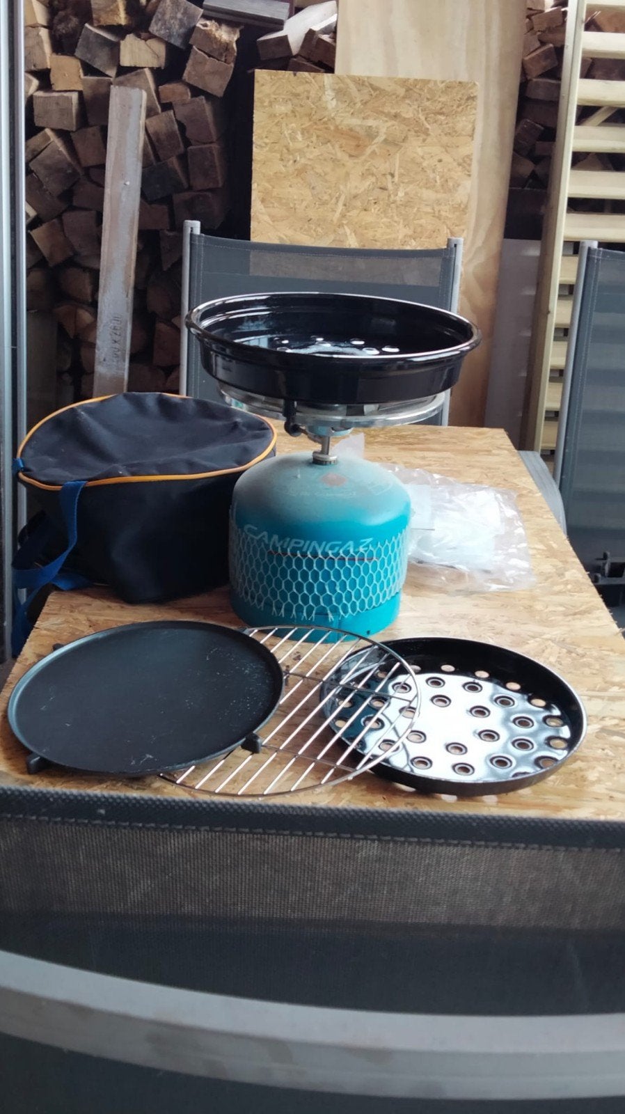 Campingaz Party Grill 200 met gasfles en accessoires, Ophalen, Gebruikt