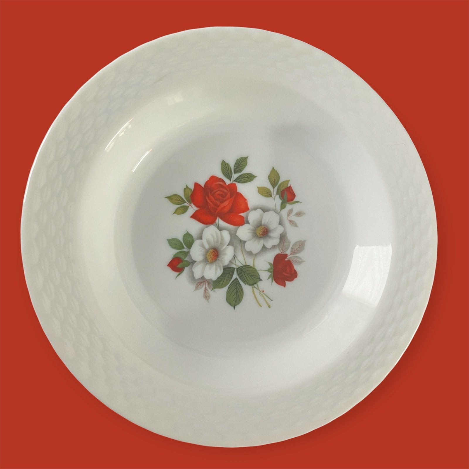 Leuke retro borden met vrolijk bloem motief bewerkte rand, Verzenden, Huis en Inrichting