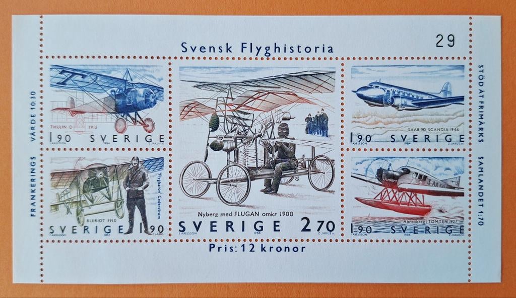 Zweedse postzegels - Svensk Flyghistoria, Ophalen of Verzenden, Zweden, Postfris