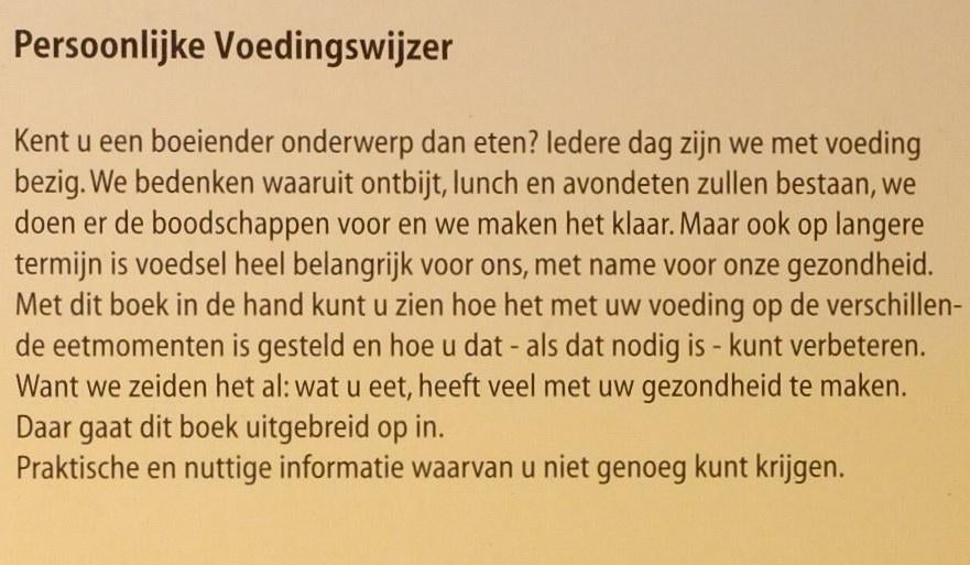 Persoonlijke voedingswijzer - Consumentenbond (1999), Verzenden, Zo goed als nieuw, Dieet en Voeding