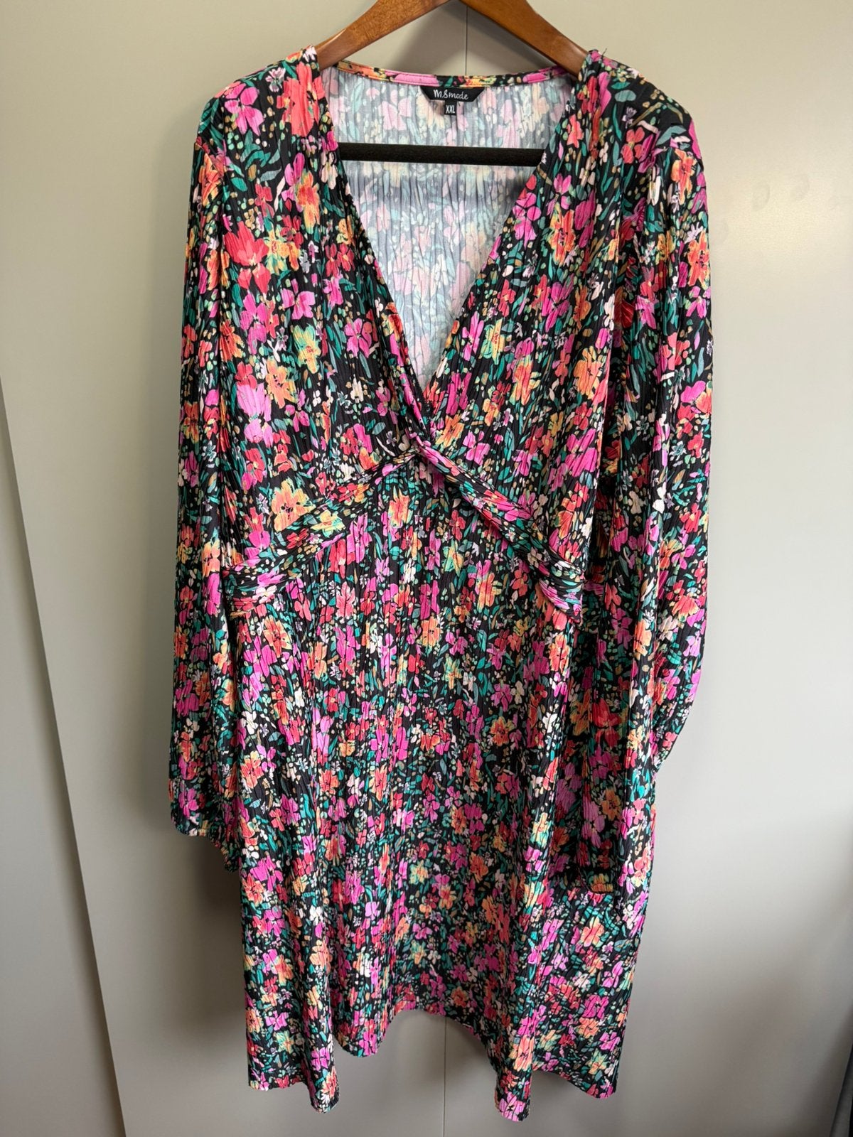 MS mode fleurige bloemen jurk met lange mouw / xxl 52 54, Ophalen of Verzenden, Zo goed als nieuw, Meerkleurig, Jurk