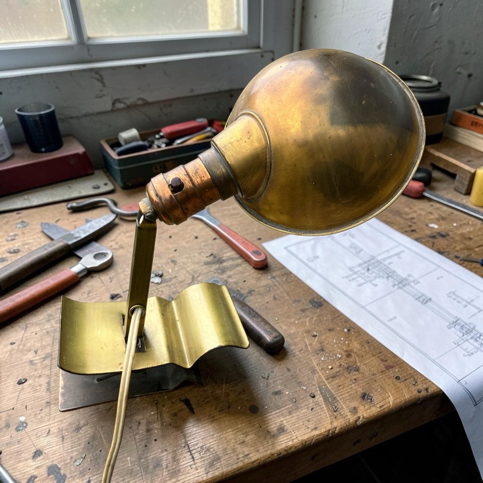 Antieke Adjusto-Lite Bauhaus Klem-/Bureaulamp, Jaren '20/'30, Ophalen of Verzenden