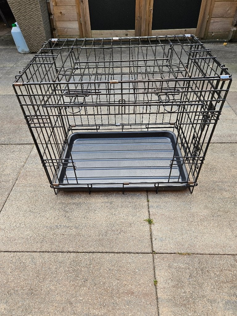 Hondenbench inklapbaar 2 deurs zwart 76 x 48 x 54, Ophalen, Gebruikt
