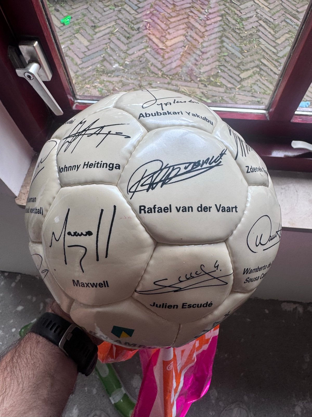 Gesigneerde Ajax Voetbal 03-04 - Uniek Collectors Item, Maat XL, Ophalen, Gebruikt, Bal