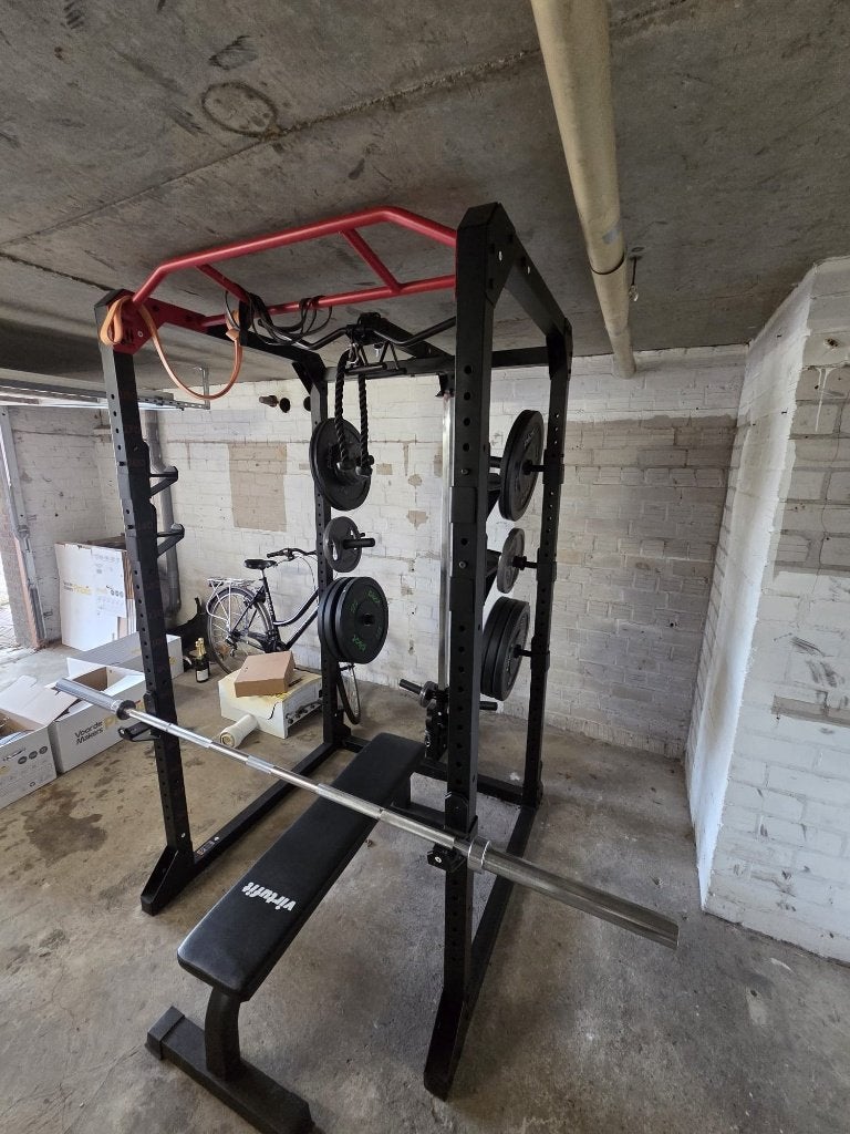 Power/Squat Rack inc olympic barbell en gewichten, Ophalen, Benen, Gebruikt, Krachtstation