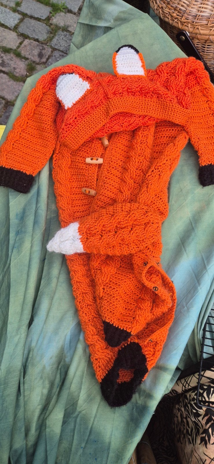 Handgemaakt gehaakt vossenpak voor baby's, Kinderen en Baby's, Ophalen of Verzenden, Zo goed als nieuw, Handgemaakt, Jongen of Meisje