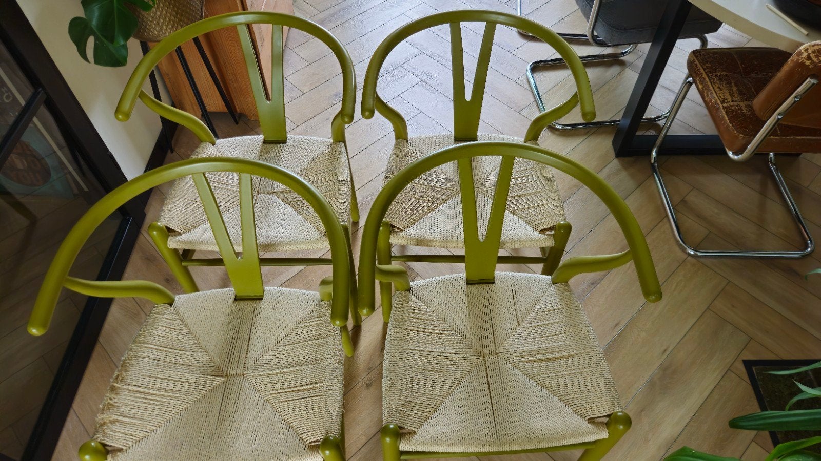 Wishbone designer eetkamerstoelen, Huis en Inrichting, Ophalen, Gebruikt, Overige kleuren, Vier