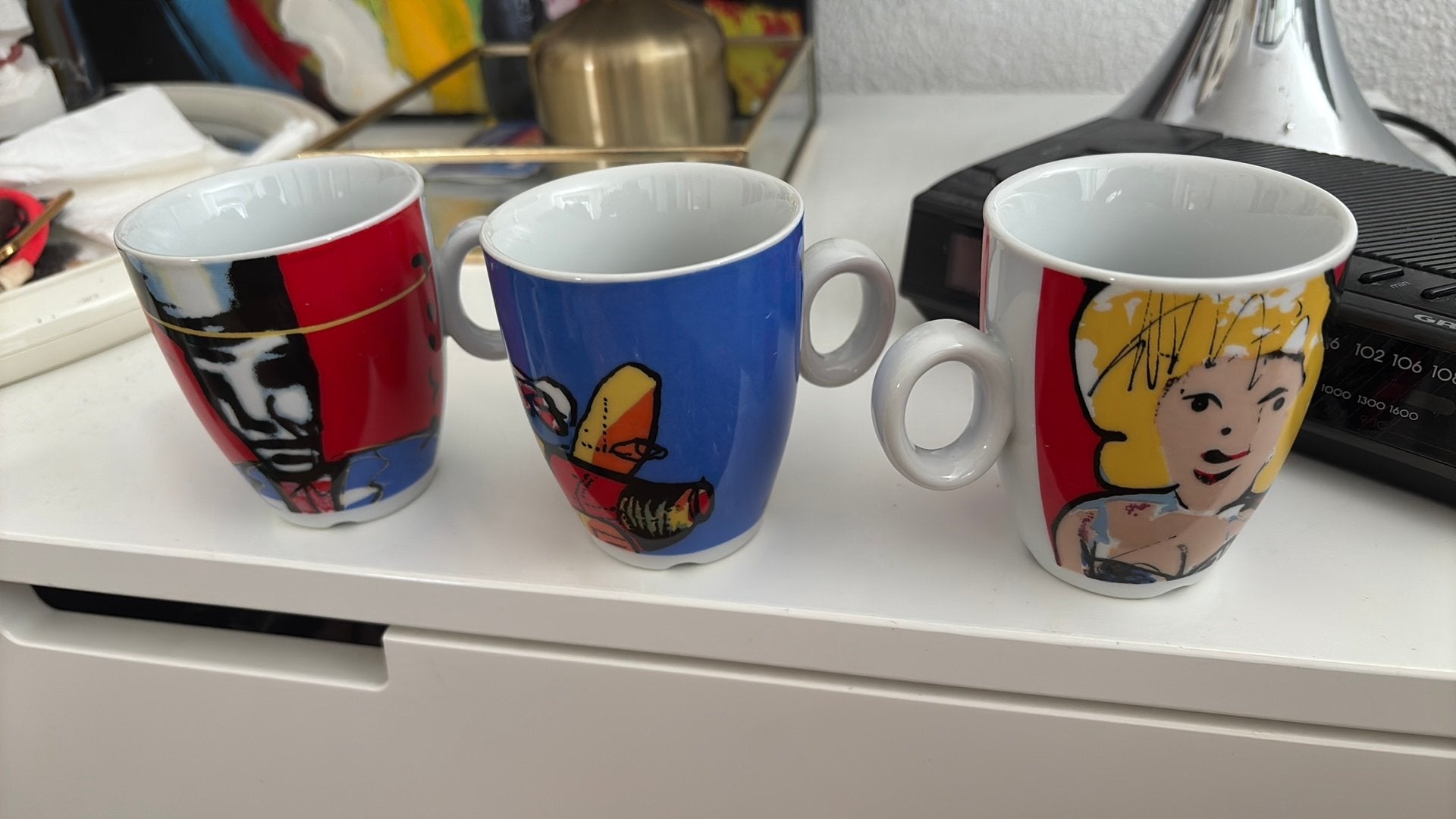 Herman brood drie mokken/koppen, Ophalen of Verzenden, Zo goed als nieuw, Overige stijlen, Kop(pen) en/of Schotel(s)
