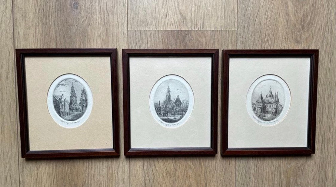 Drie originele etsen van Anna Doedijns - Amsterdam, Antiek en Kunst, Kunst | Etsen en Gravures, Ophalen of Verzenden