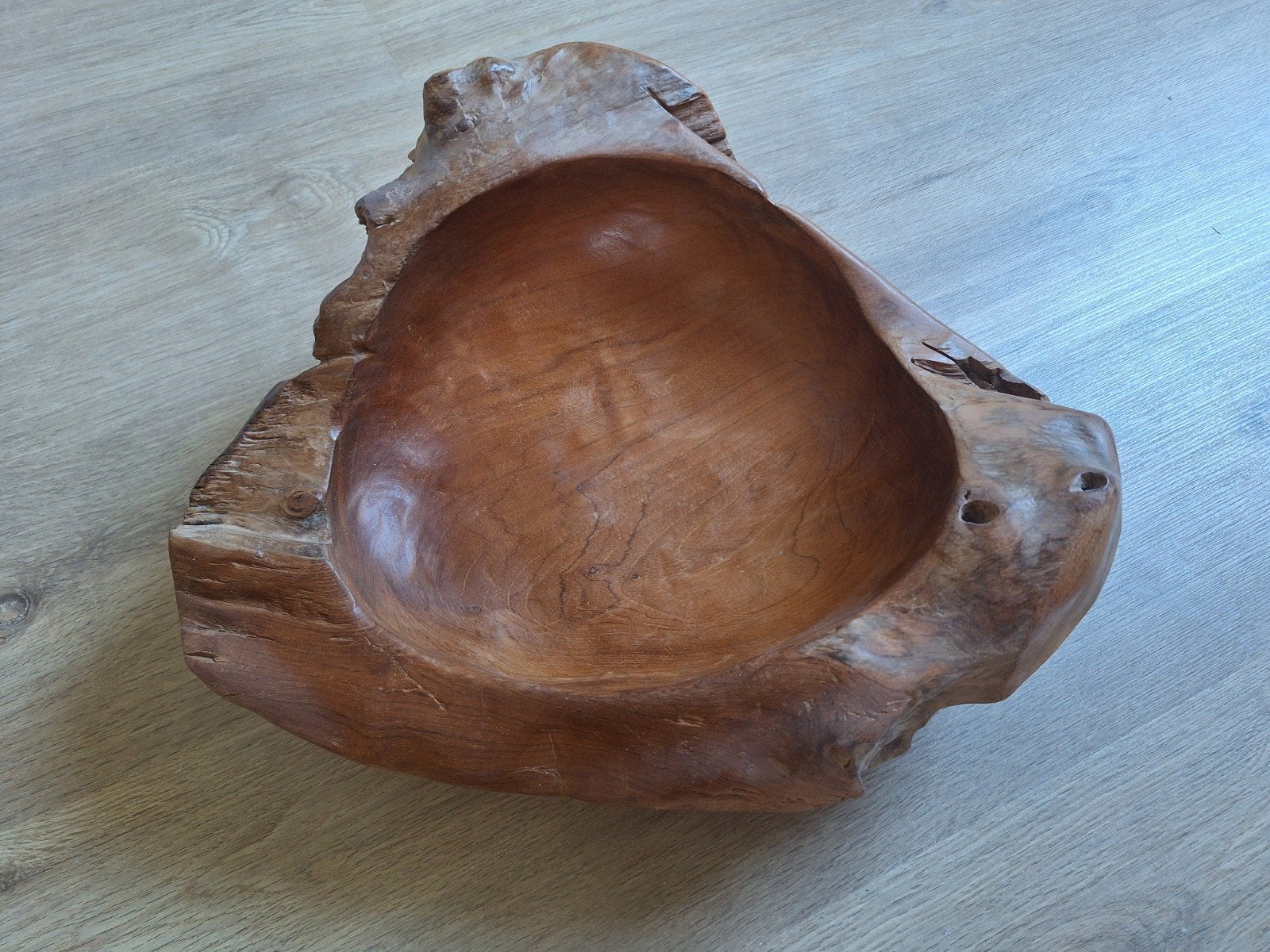 Teakhouten teak Houten schaal fruitschaal, Ophalen of Verzenden