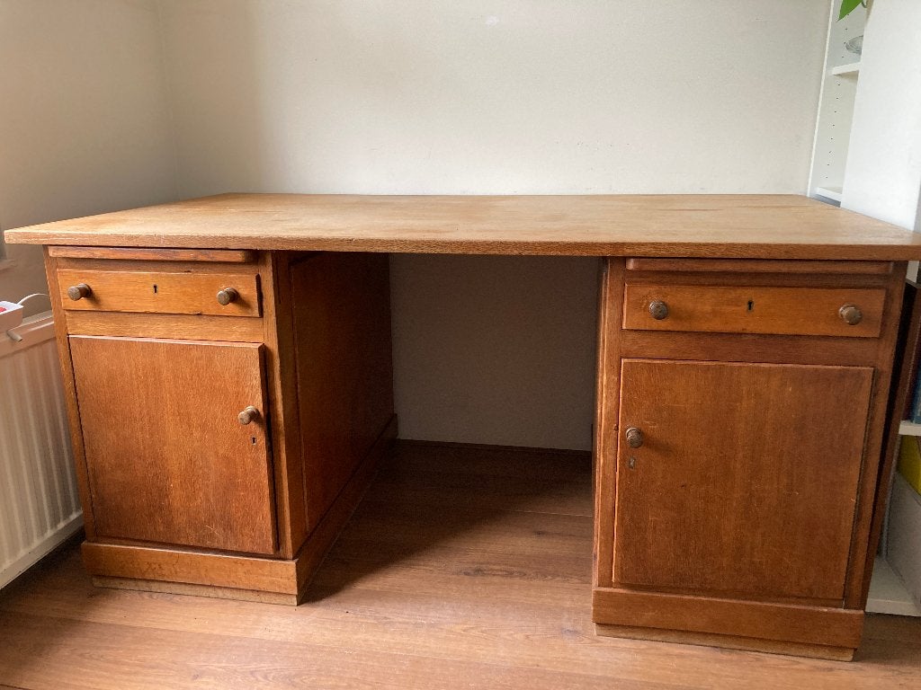 Houten bureau - vintage, Huis en Inrichting, Bureaus, Ophalen, 90 cm, 160 cm, Gebruikt