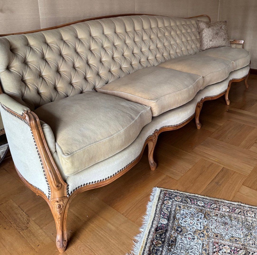 Barok bank vintage dons kussens velours fauteuils Queen Ann, Huis en Inrichting, Ophalen, Zo goed als nieuw, 75 tot 100 cm, 125 cm of meer