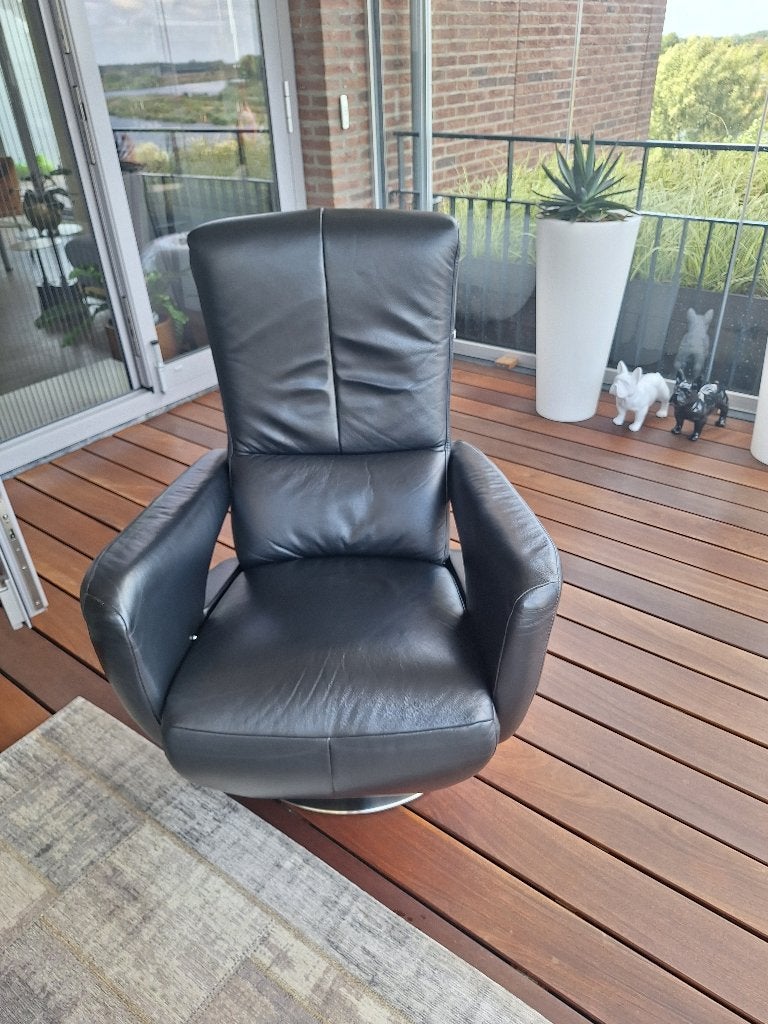 mooie goed onderhouden leren HUKLA relax fauteuil, Ophalen, Gebruikt, Relax fauteuil, Minder dan 75 cm