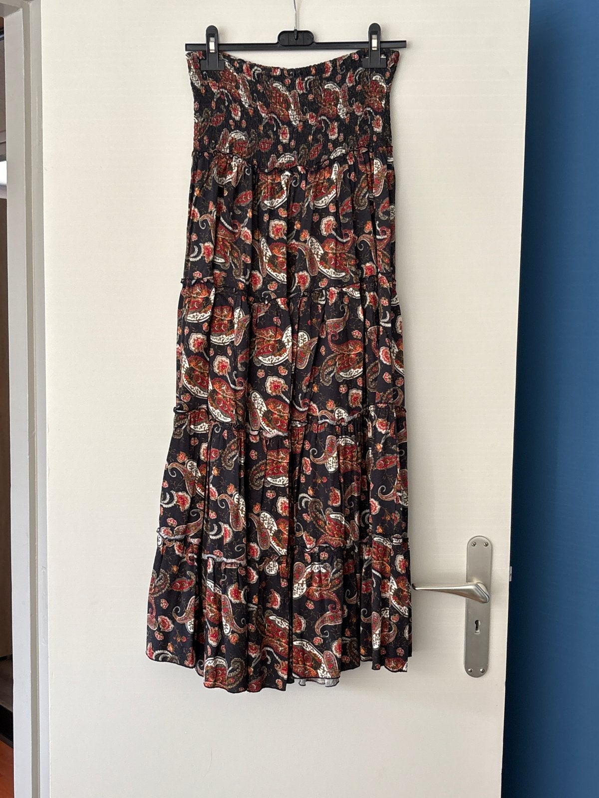 Isla Ibiza Bonita Maxi rok met Paisley Print, Kleding | Dames, Rokken, Ophalen, Zwart, Zo goed als nieuw, Maat 36 (S)