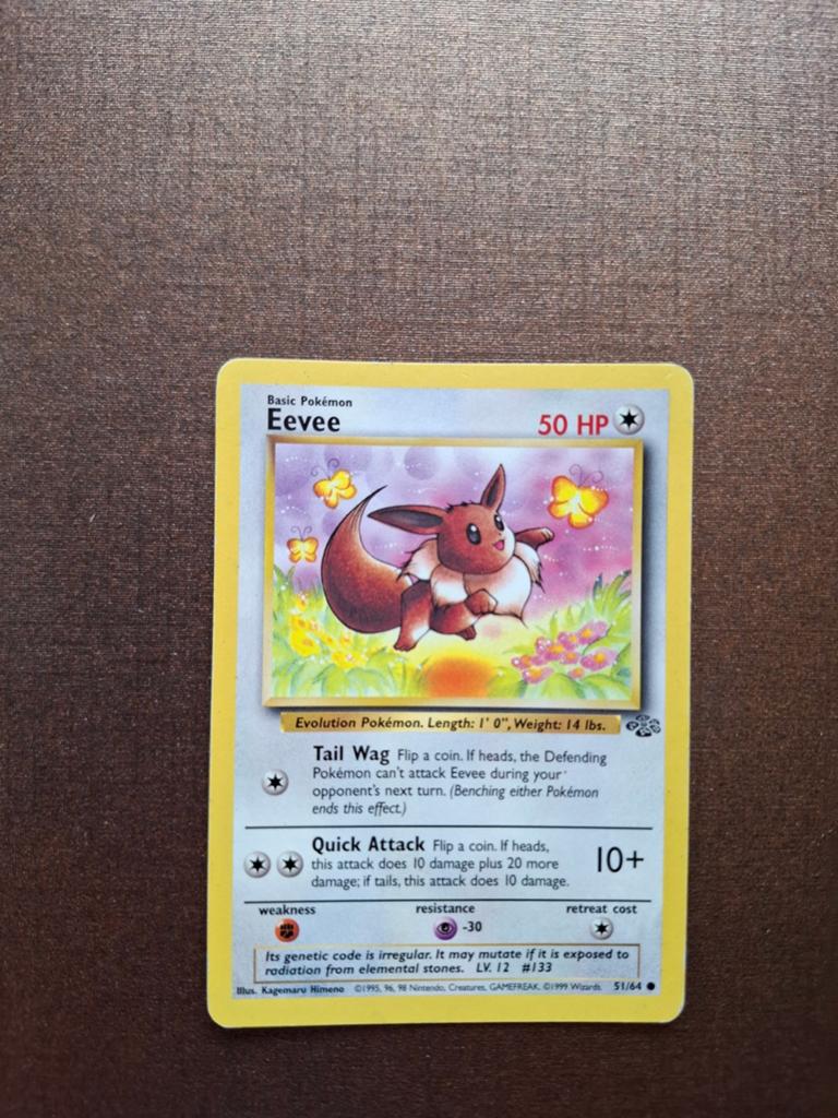 Pokémon Kaart Eevee 51/64 Jungle Set (1999) -, Hobby en Vrije tijd, Verzamelkaartspellen | Pokémon, Ophalen of Verzenden, Zo goed als nieuw
