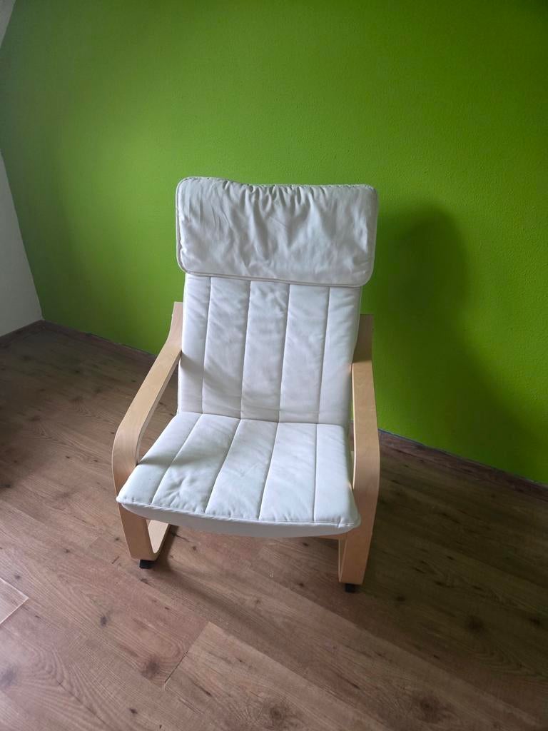 2x IKEA Pöang stoel met crème kussens, Huis en Inrichting, Stoelen, Ophalen, Gebruikt, Twee, Overige kleuren