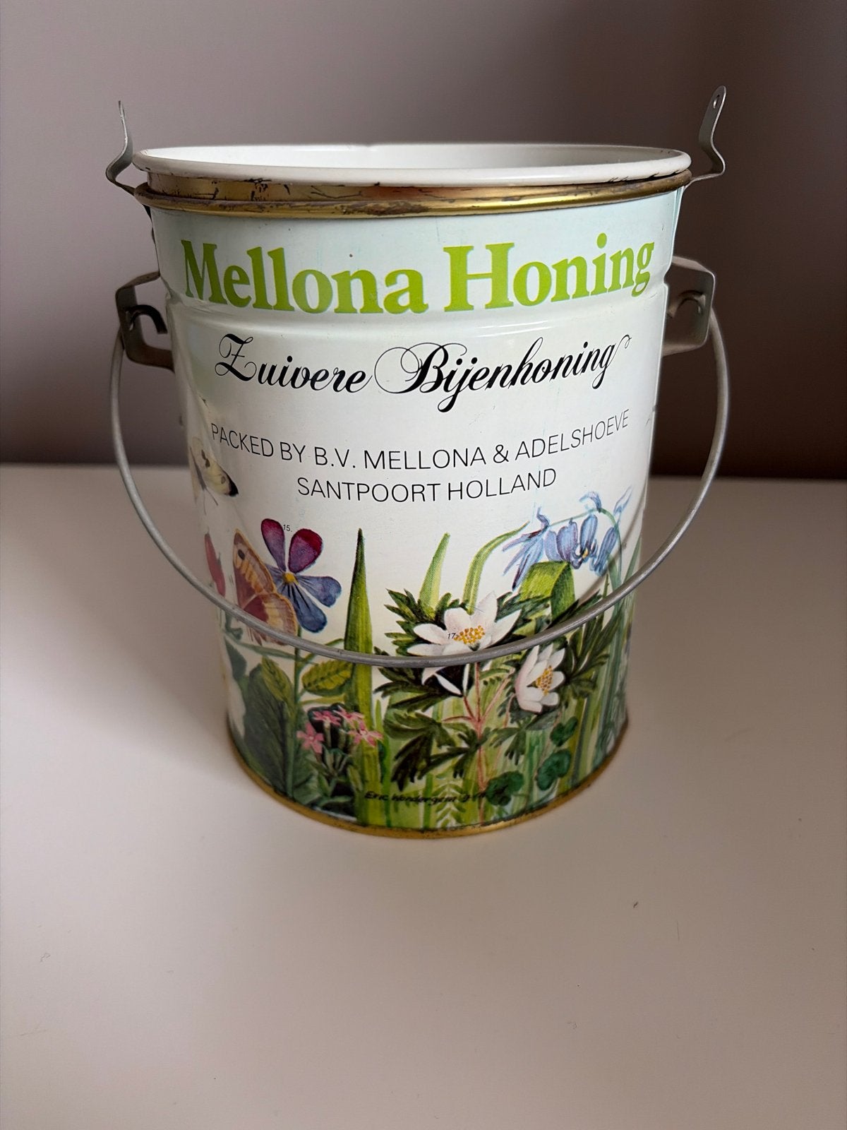 Vintage Mellona Honing Blik - Decoratief Verzamelobject, Antiek en Kunst, Ophalen of Verzenden