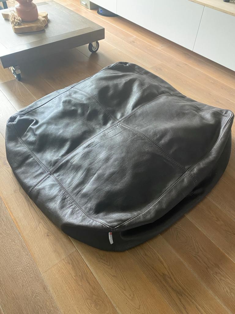 Maxdivani Leren Zitzak / Poef - Donkerbruin (100x100cm), Huis en Inrichting, Zitzakken, Ophalen, Gebruikt, Bruin, Zitzak