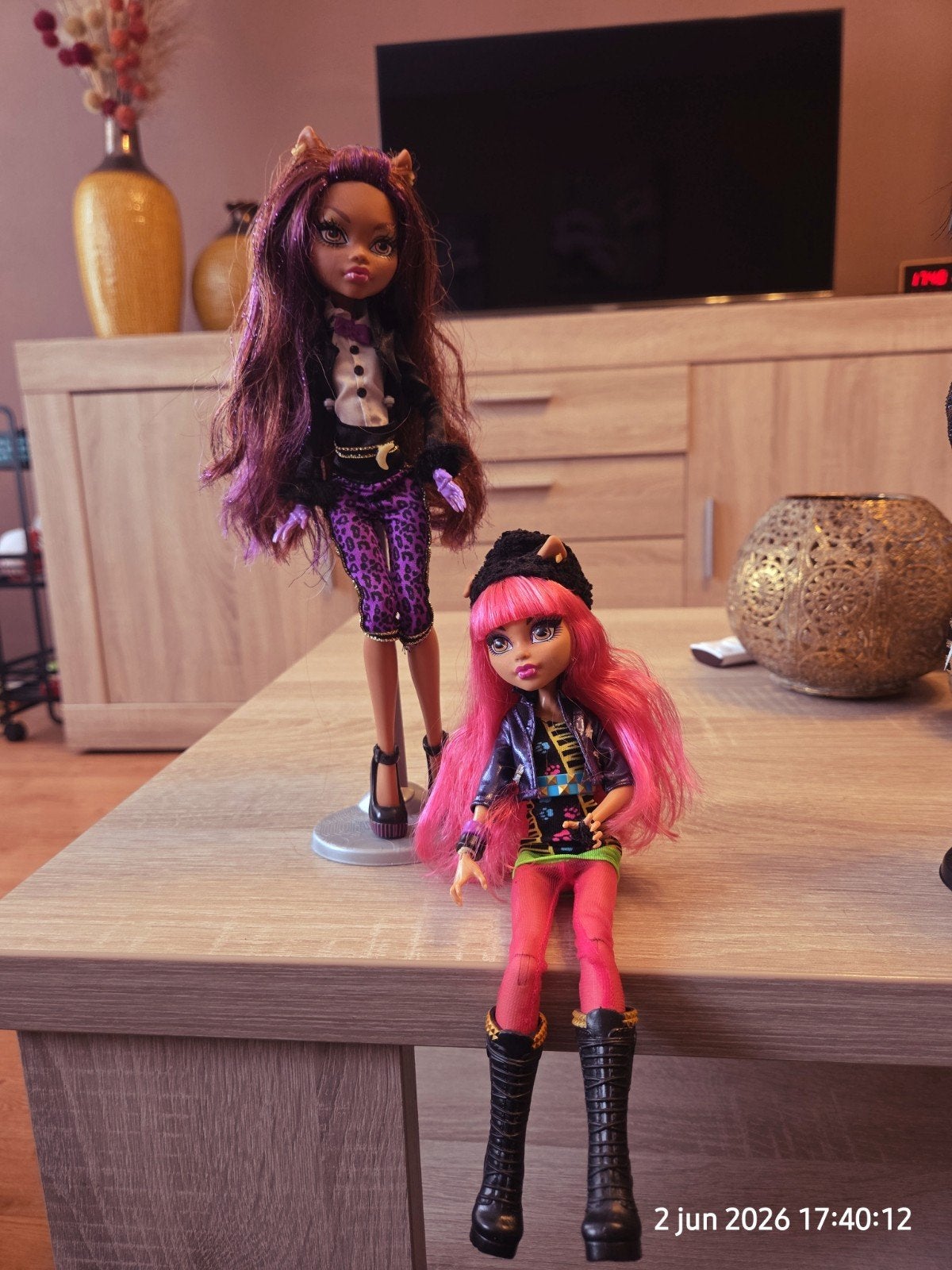 Monster High poppen set - Clawdeen Wolf & Jinafire Long, Ophalen of Verzenden, Gebruikt, Overige typen