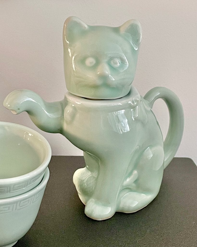 Oosterse theeset kat, Aziatisch, Ophalen of Verzenden, Zo goed als nieuw, Theepot