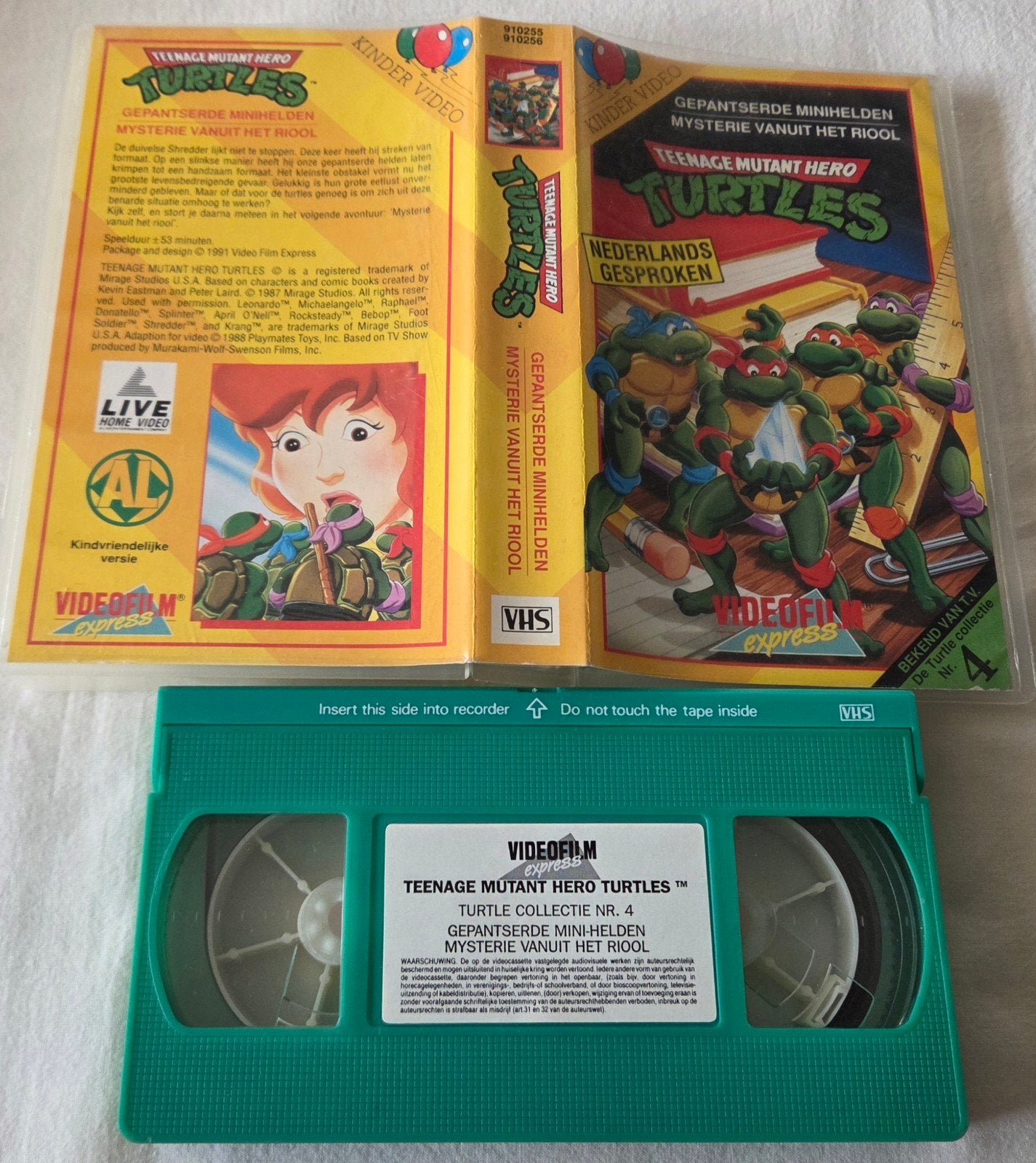 Teenage Mutant Hero Turtles Nummer 4 VHS Cartoon/Animatie, Cd's en Dvd's, VHS | Kinderen en Jeugd, Alle leeftijden, Ophalen of Verzenden