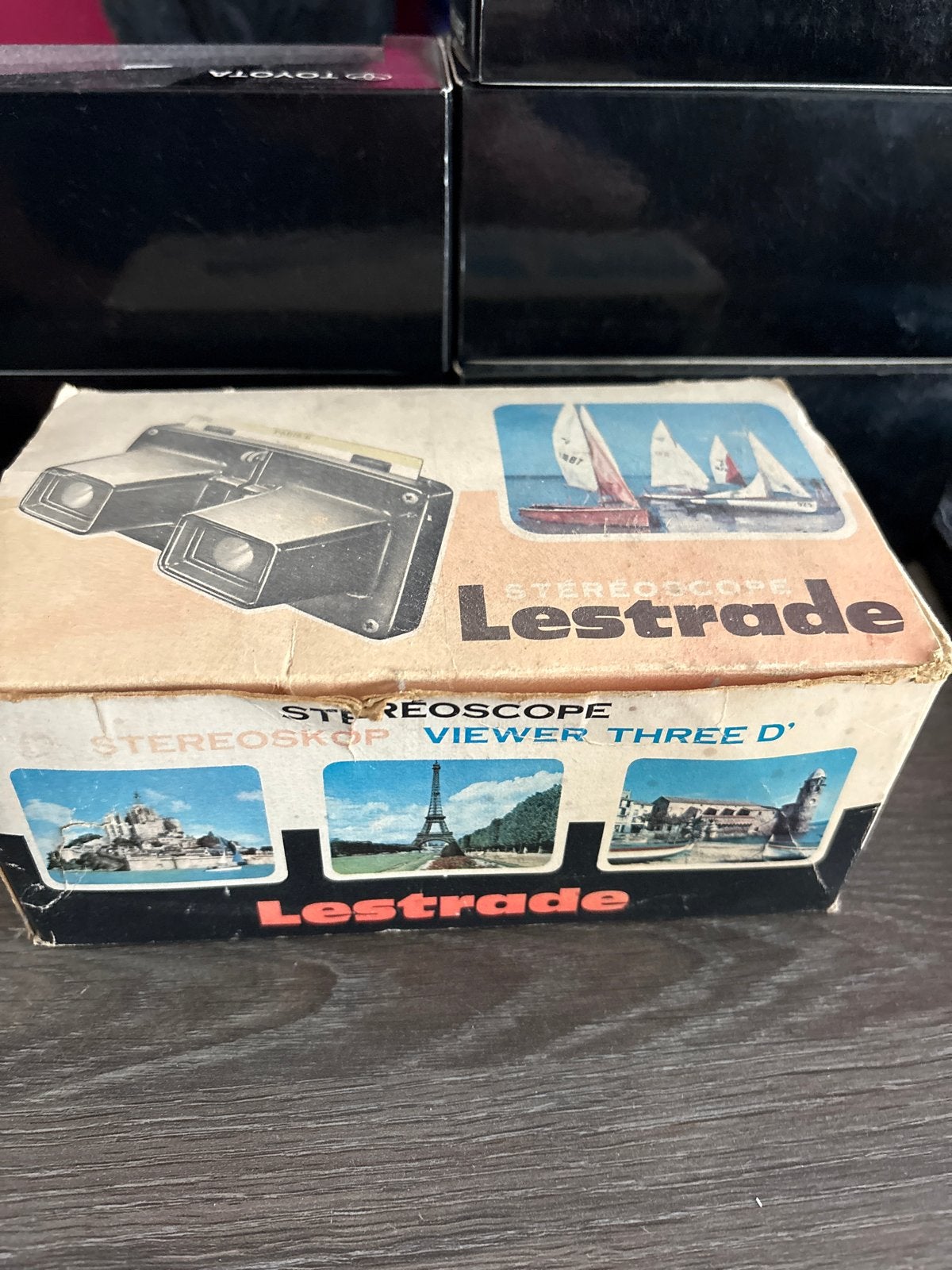 Lestrade Stereoscoop met 11 dia kaarten van Frankrijk, Ophalen of Verzenden, Gebruikt