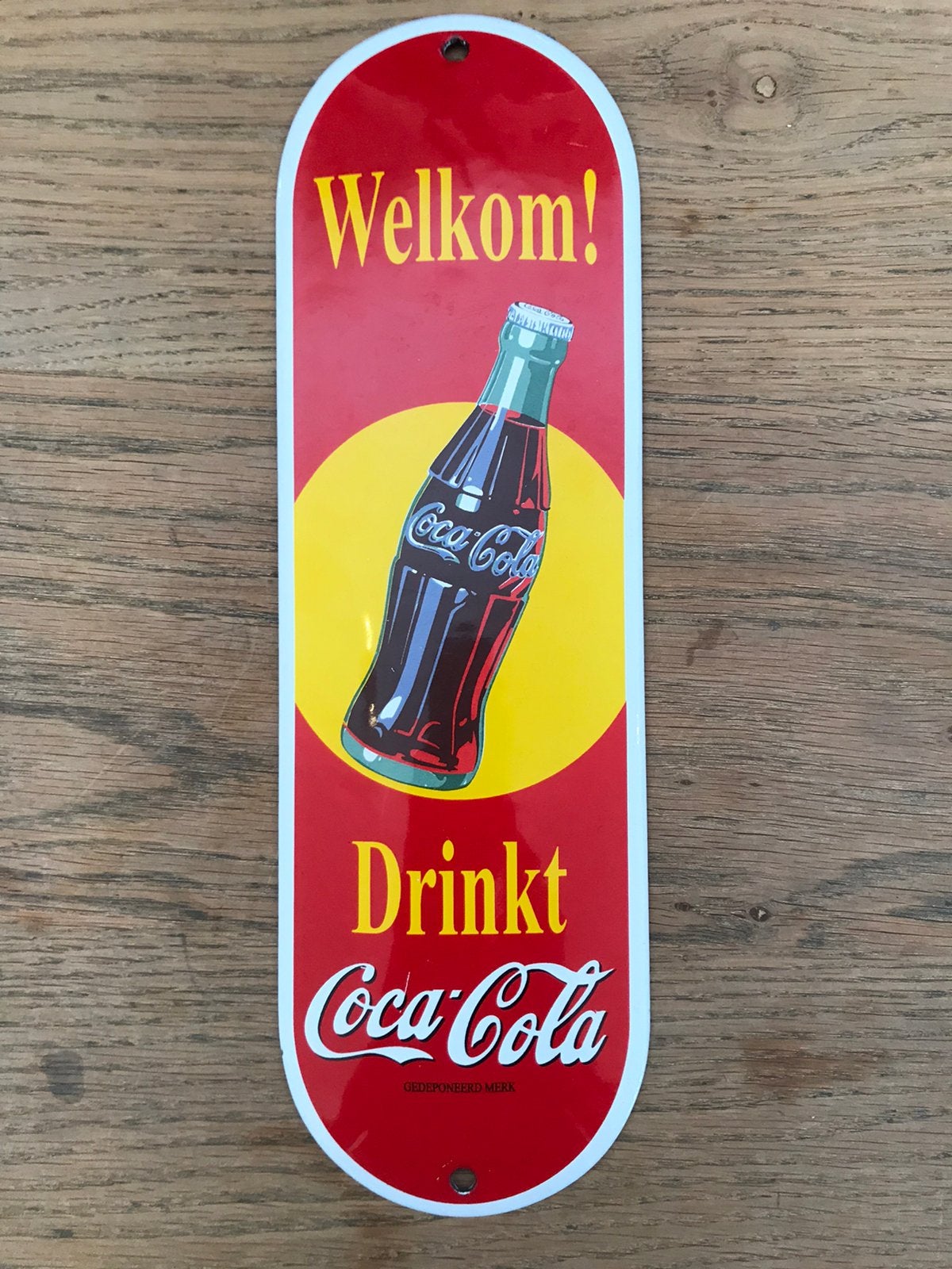 Coca Cola emaille reclamebord, Ophalen of Verzenden, Gebruikt, Reclamebord