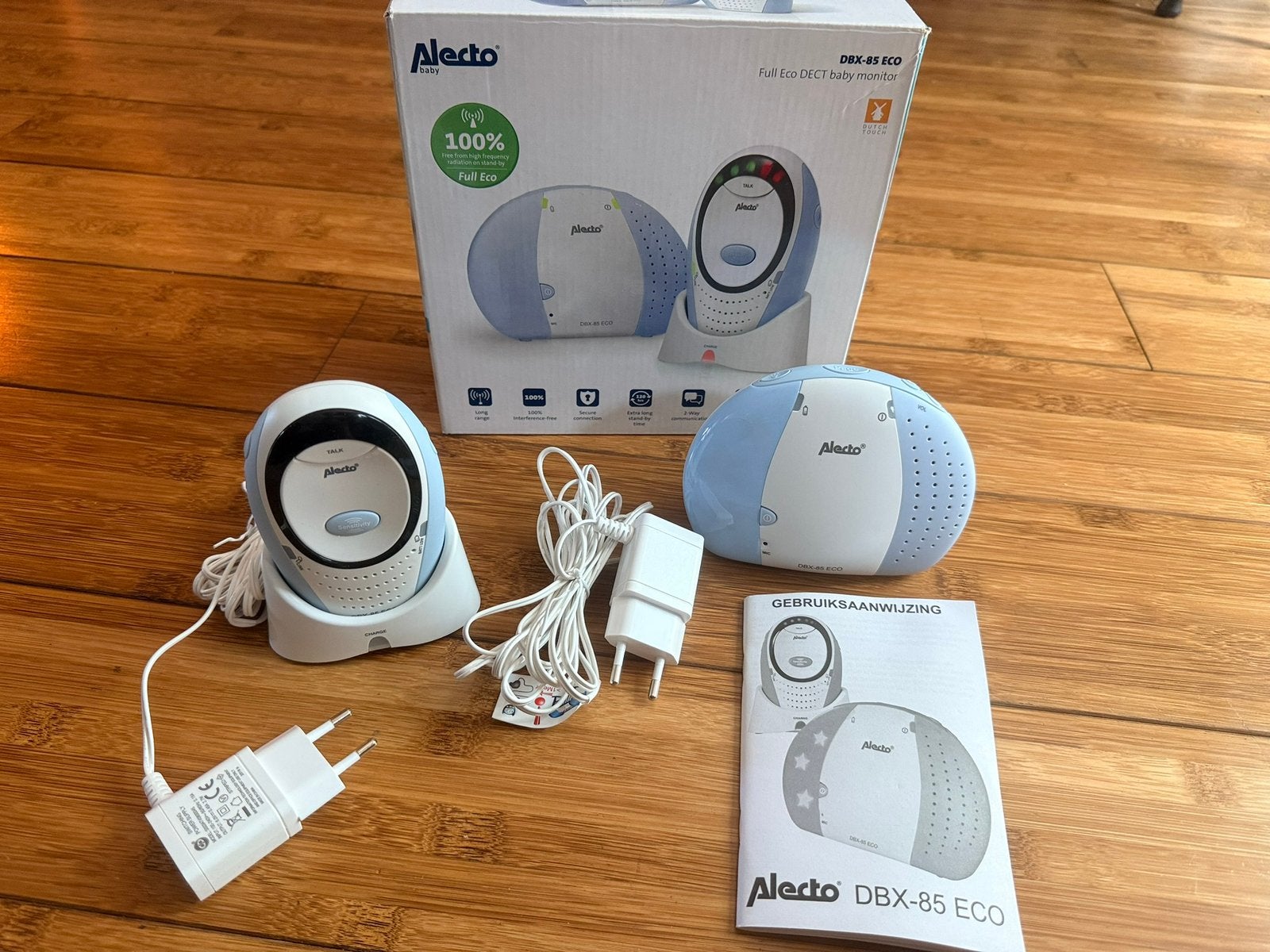 Alecto DBX-85 ECO Babyfoon –  met doos en handleiding, Ophalen of Verzenden, Zo goed als nieuw, 250 meter of meer, Terugspreekfunctie