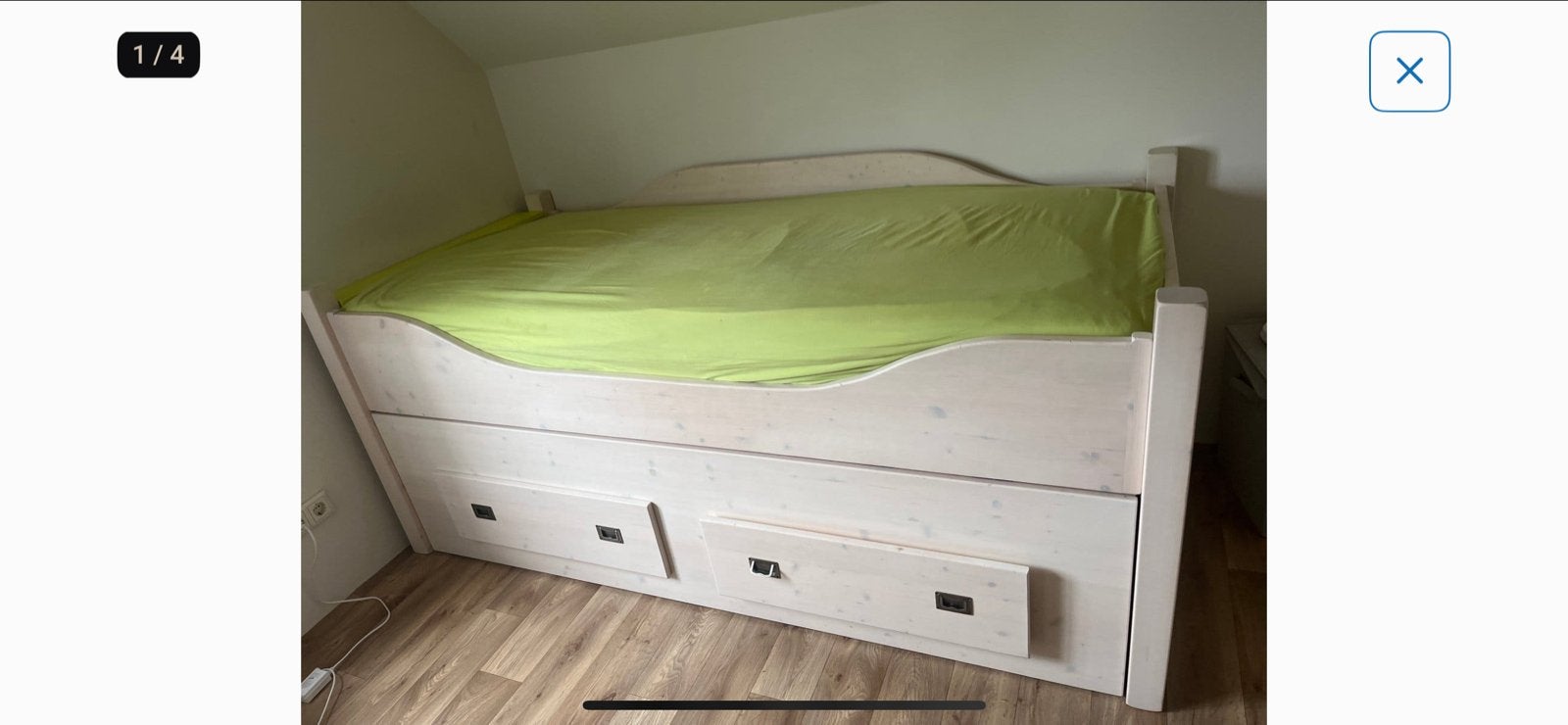bed met opberglades en logeerbed en kastje als opstap!, 90 cm, Eenpersoons, Wit, Ophalen of Verzenden