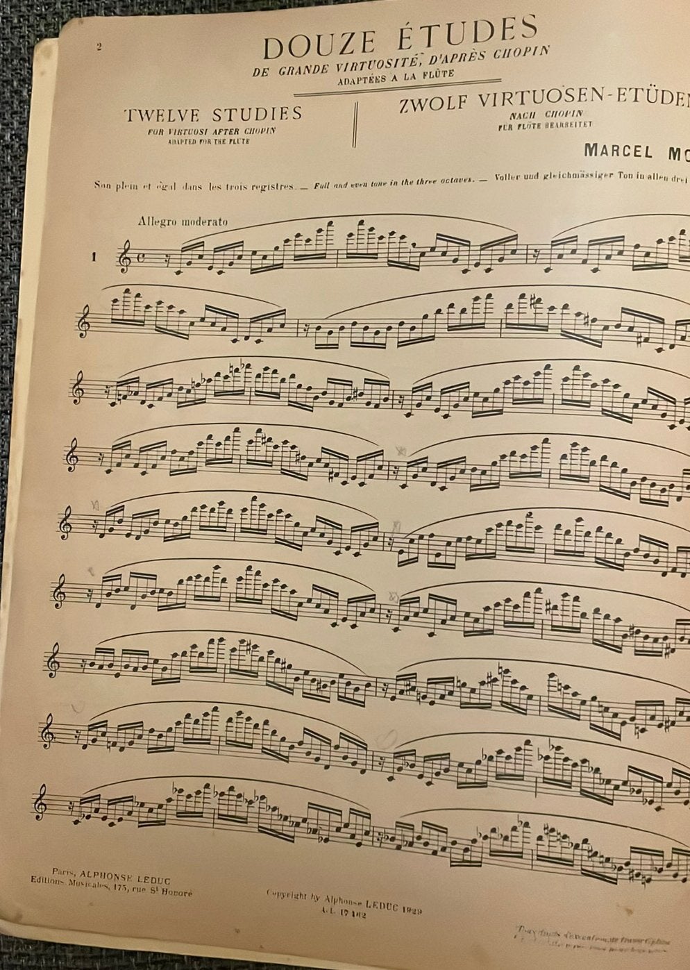 Douze etudes dwarsfluit lesboek, Ophalen of Verzenden, Gebruikt, Les of Cursus, Dwarsfluit of Piccolo