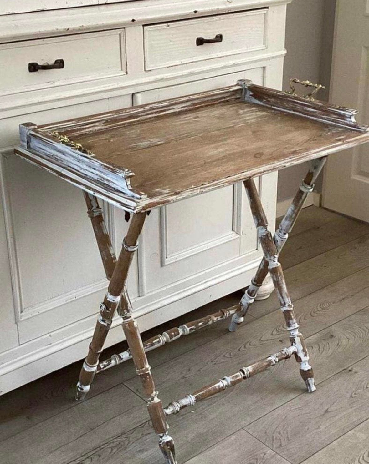 Brocante klaptafel theetafel dienblad met standaard, Ophalen of Verzenden