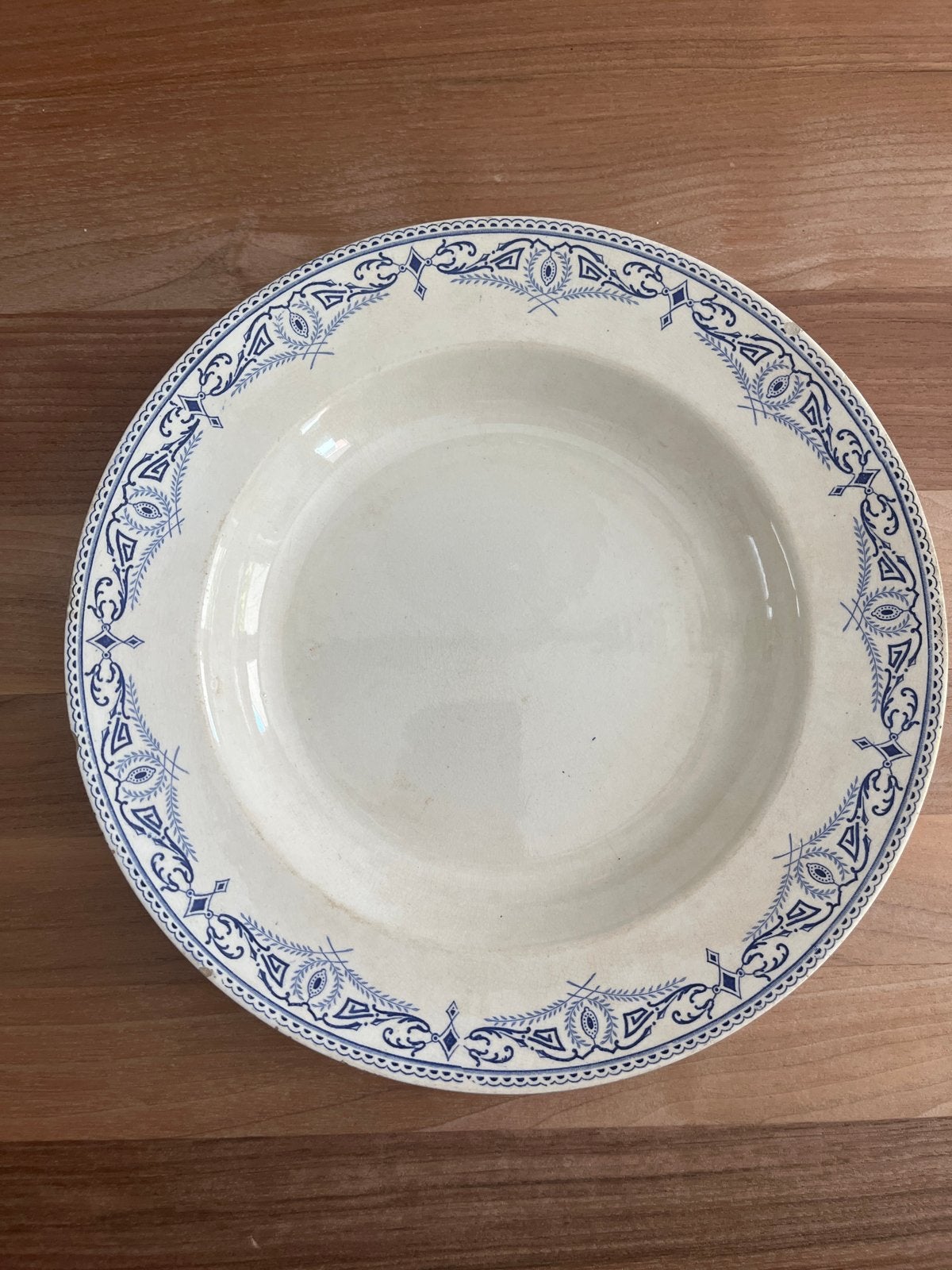 Antiek Massena Diep Bord - Blauw Decor, Ophalen