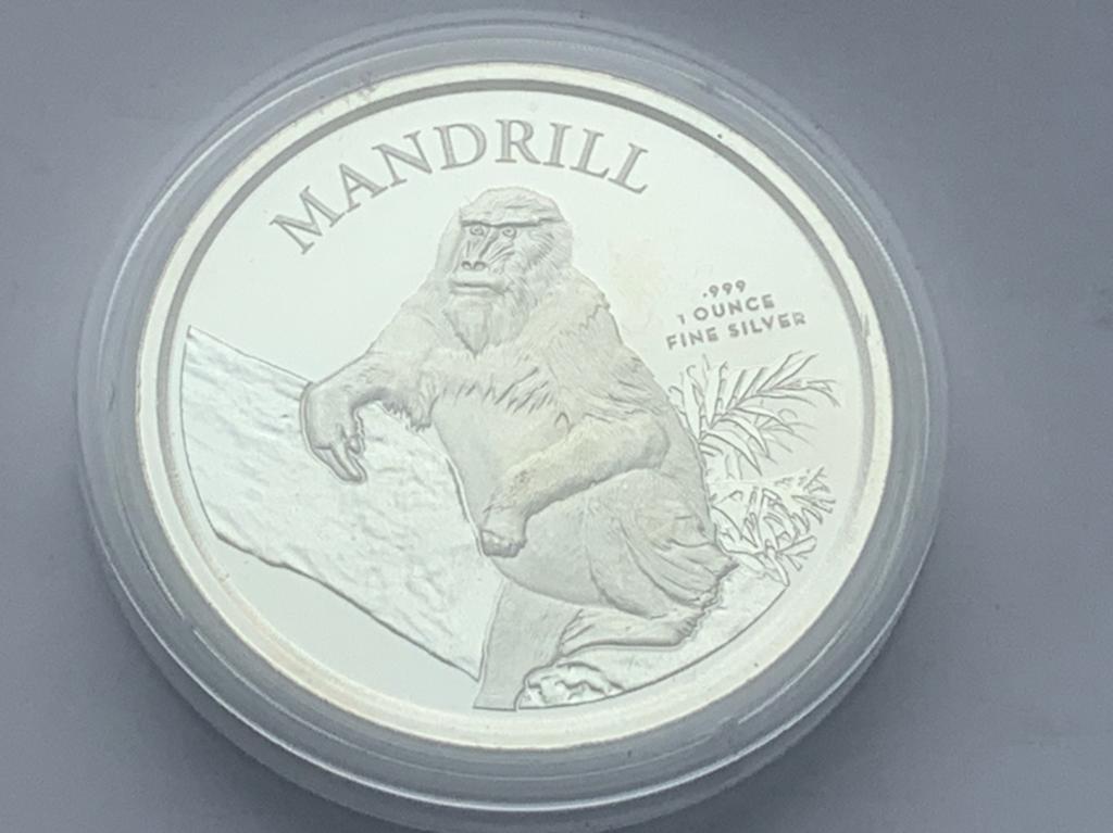 Zilveren 1 oz munt Mandrill, Ophalen of Verzenden, Zilver