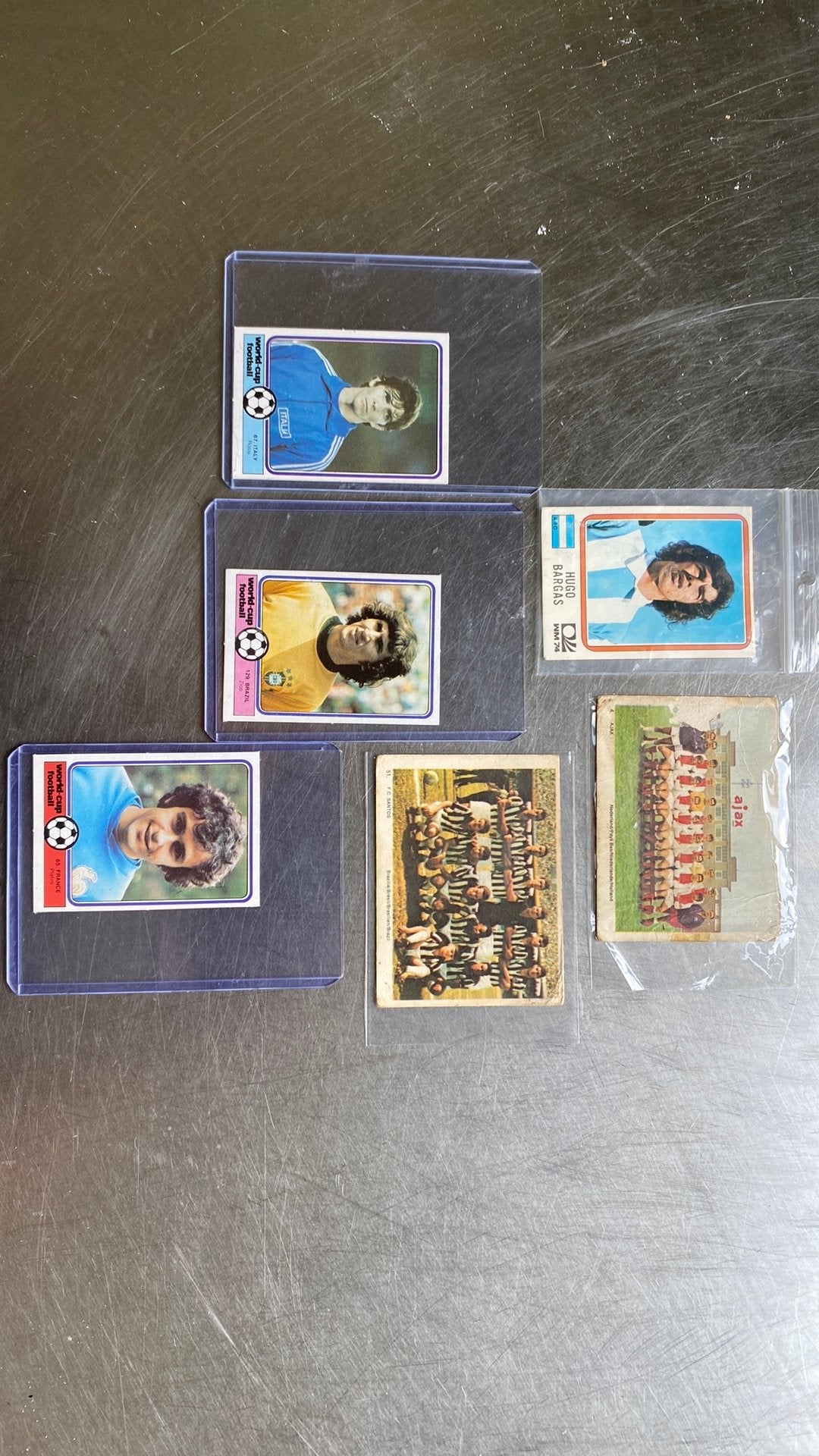 Panini en monty wereldsterren pele en cruijff, zico, platini, Ophalen of Verzenden, Zo goed als nieuw, Buitenlandse clubs, Poster, Plaatje of Sticker