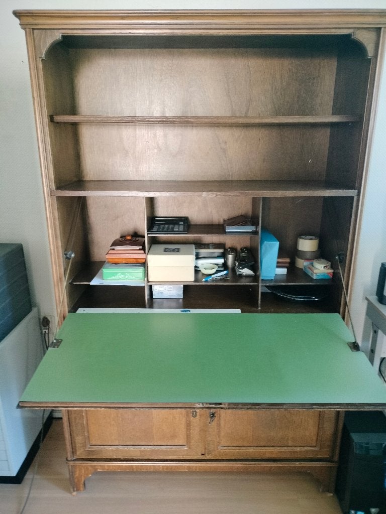 Bureau, donker bruin, Ophalen, 110 cm, Hout, Secretaire