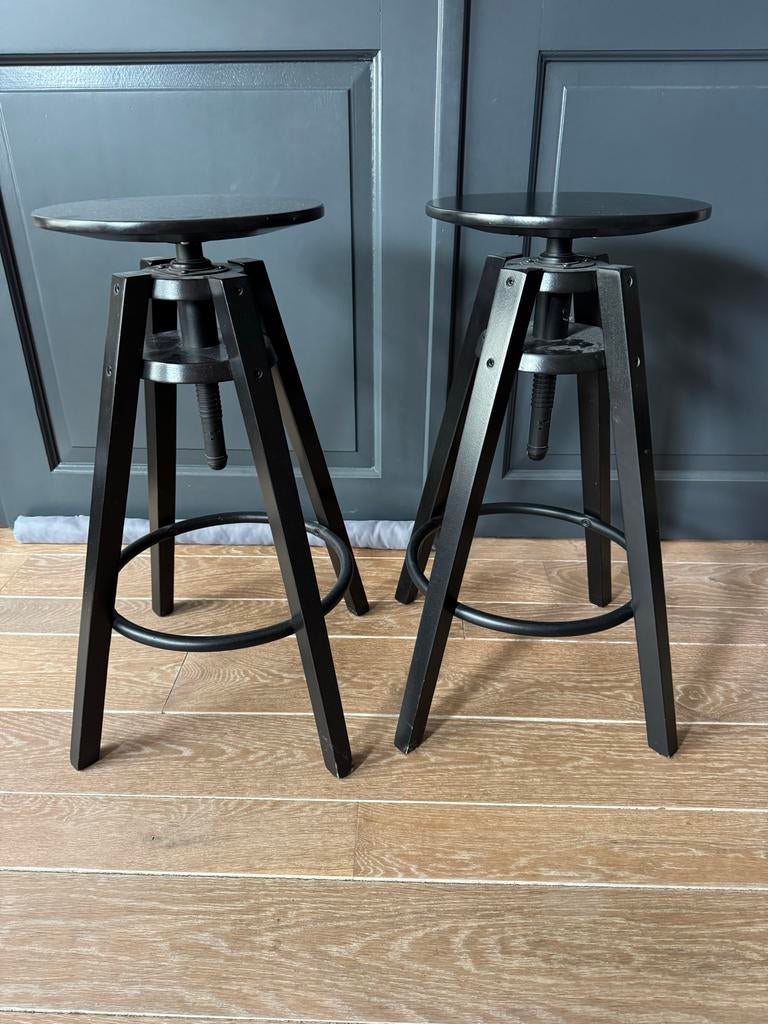 2 Houten IKEA krukken in hoogte verstelbaar, Ophalen, In hoogte verstelbaar, Gebruikt, Hout