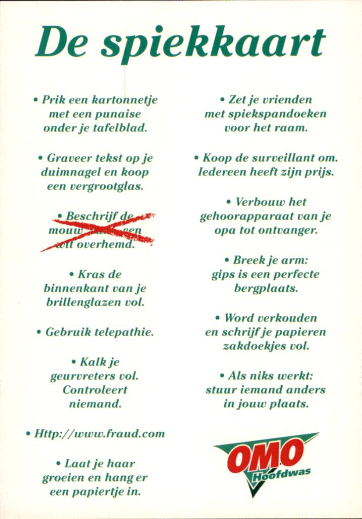 promotiekaart, de Spiekkaart,  Omo, Verzamelen, Verzenden, 1980 tot heden, Ongelopen, Overige thema's