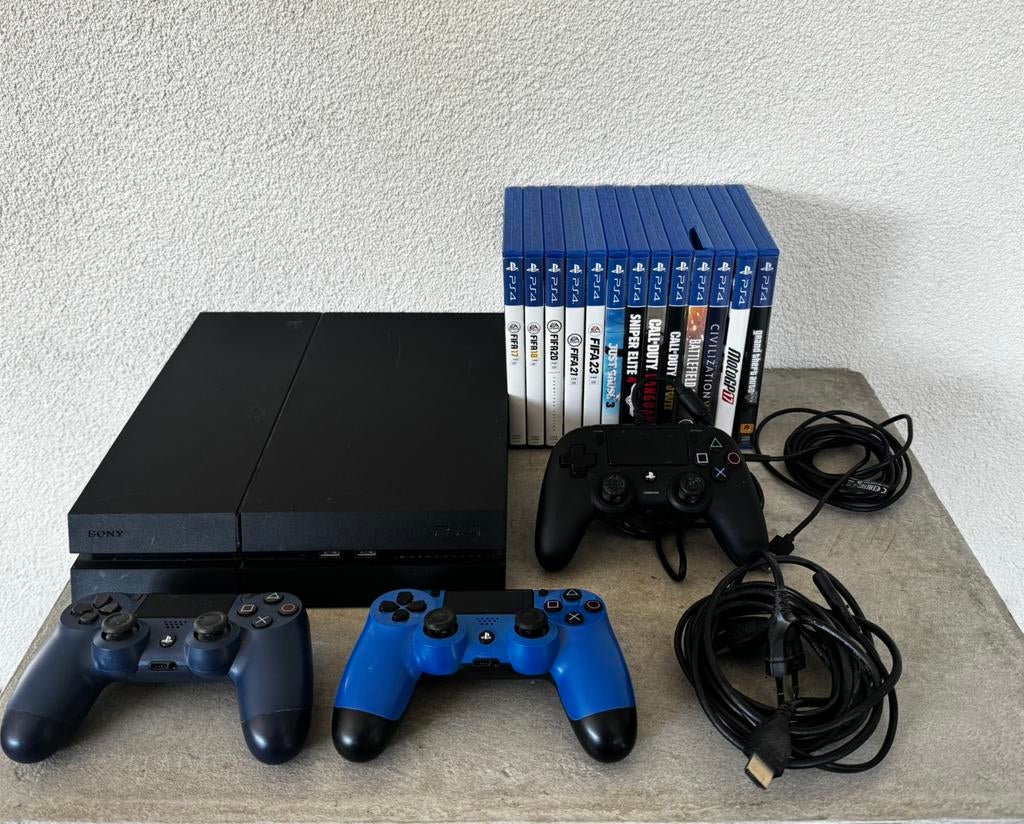 Playstation 4 (500GB) incl. 13 spellen, Ophalen, Original, Met 3 controllers of meer, 500 GB