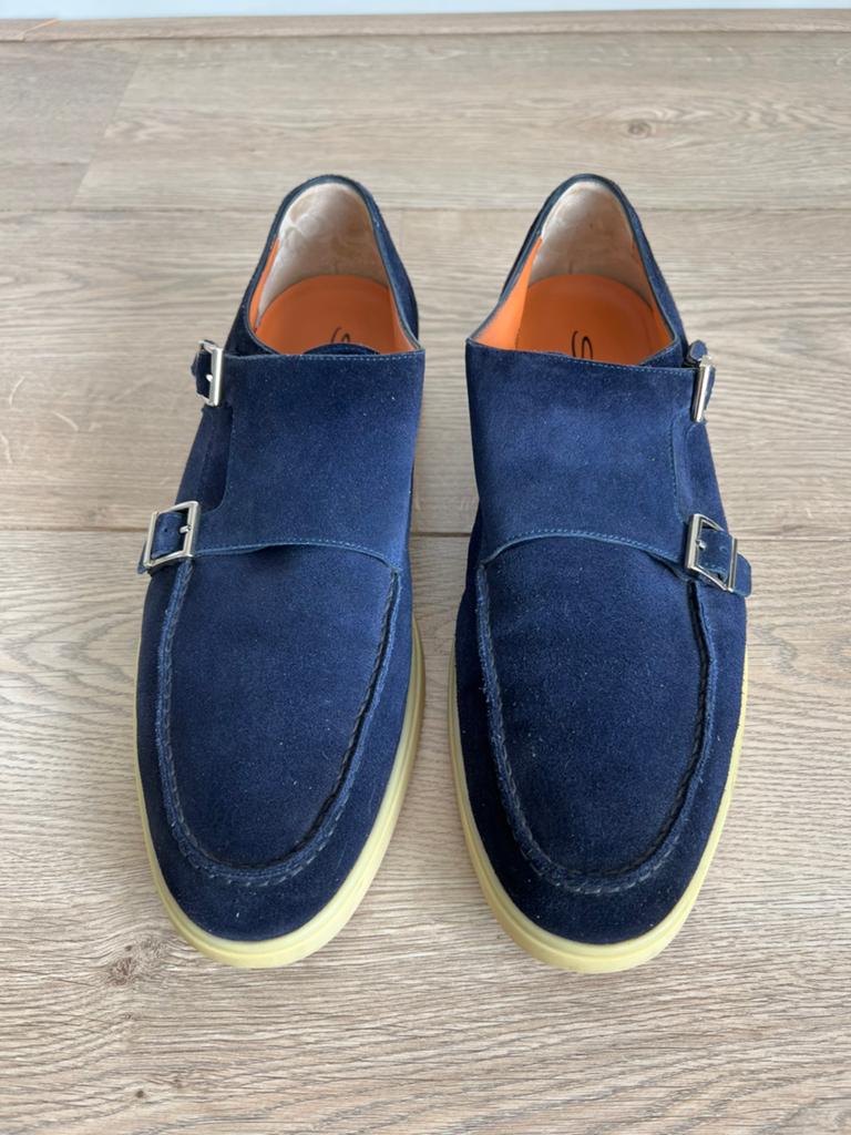 Santoni |  suède monks straps | maat 44, Kleding | Heren, Schoenen, Ophalen, Blauw, Gespschoenen, Zo goed als nieuw