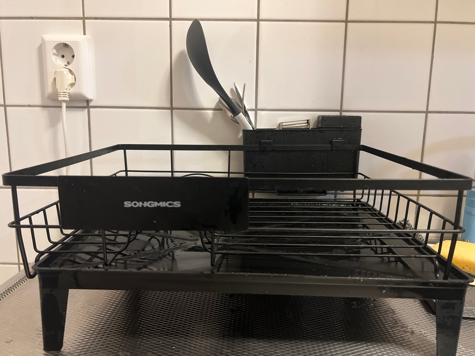 Songmics afdruiprek - Zwart metalen afwasrek, Gebruikt, Bordenrek, Ophalen of Verzenden, Zwart
