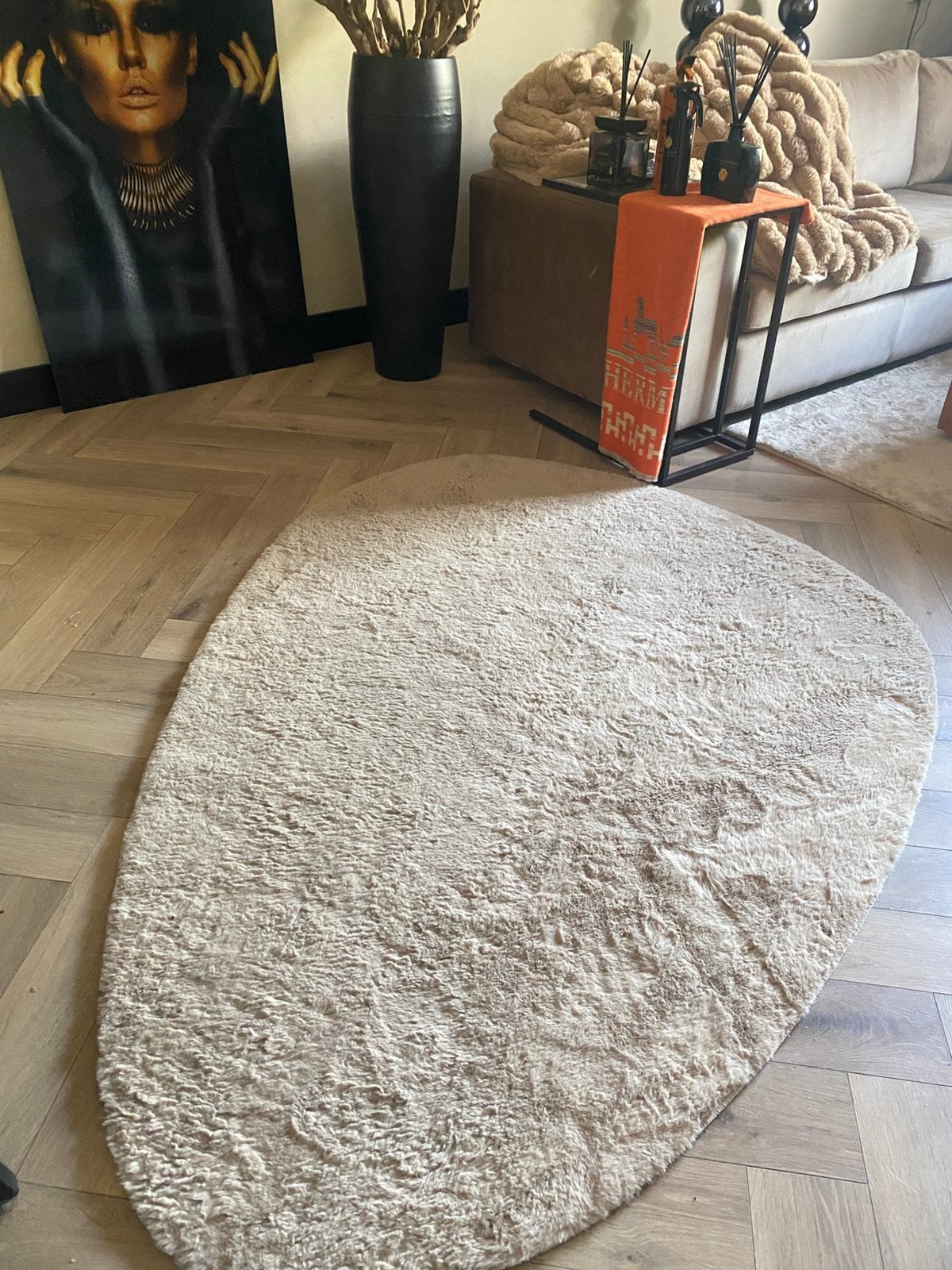 Creme kleed ovaal shape japandi mag voor 40 nu weg!, Huis en Inrichting, Stoffering | Tapijten en Kleden, Ophalen, 200 cm of meer