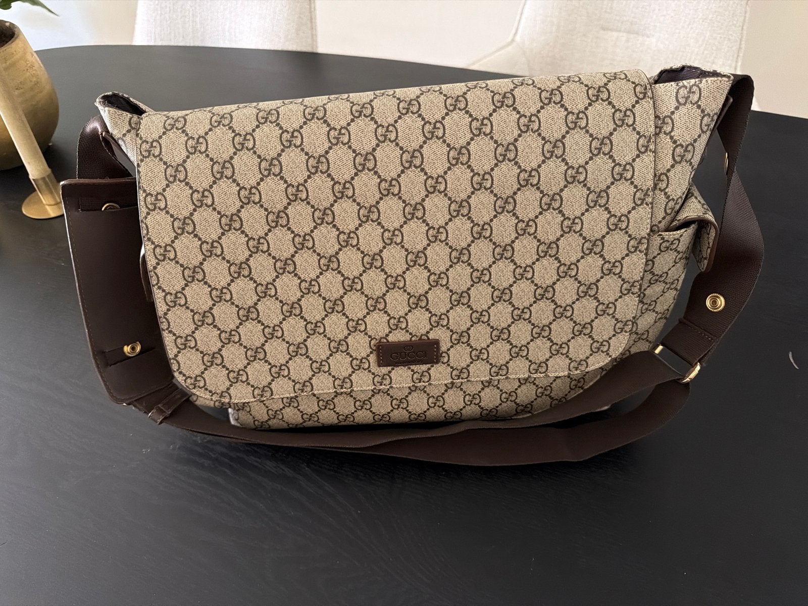 Neppe Gucci luiertas, Kinderen en Baby's, Luiertassen, Bruin, Extra vakken, Ophalen, Verzorgingstas