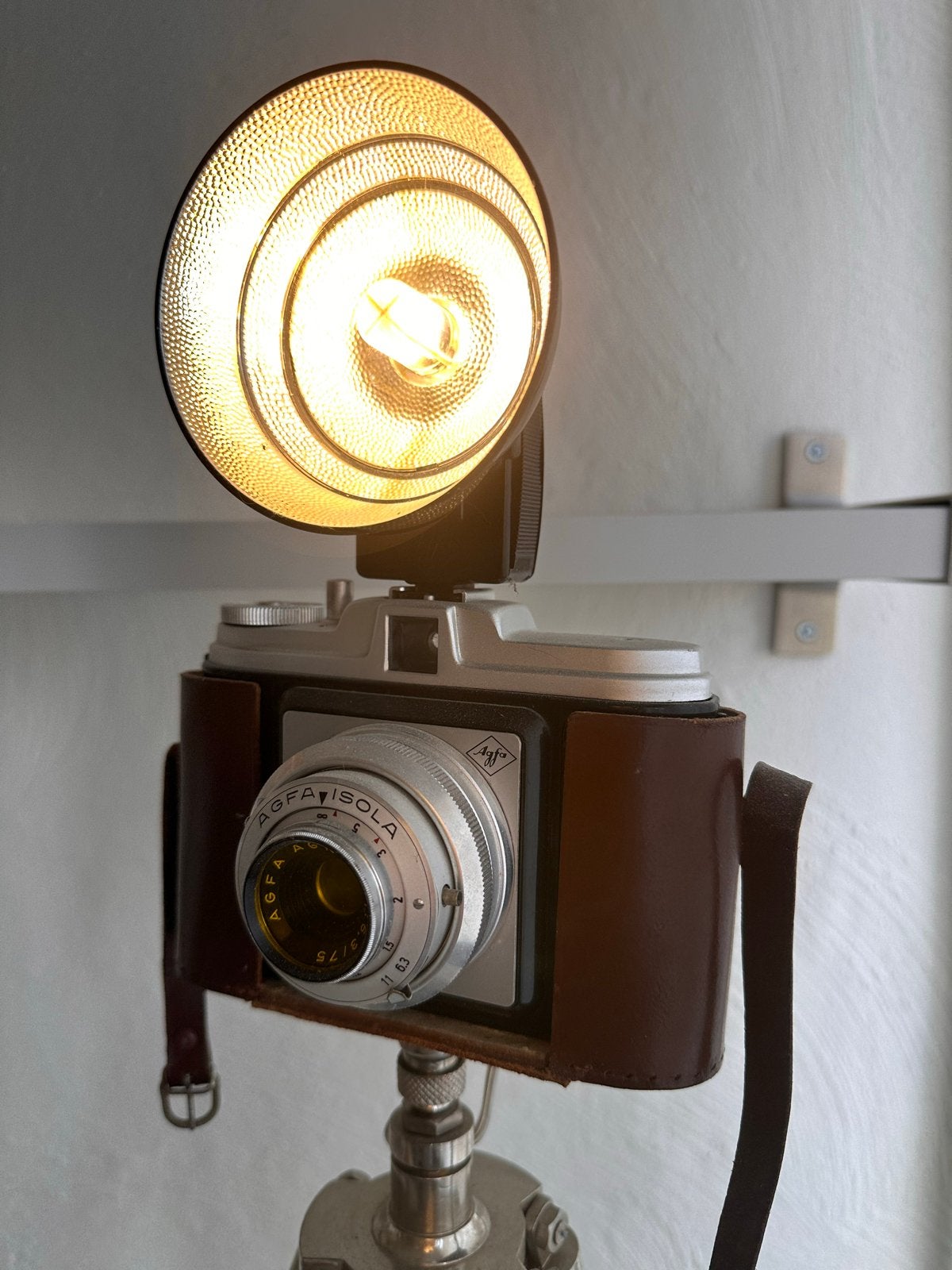 Unieke Antieke Camera Lamp op Origineel Statief met Dimmer, Ophalen of Verzenden