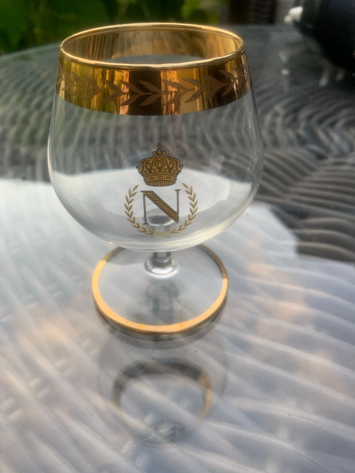 Cognacglas met gouden rand en Napoleon-logo, Ophalen of Verzenden