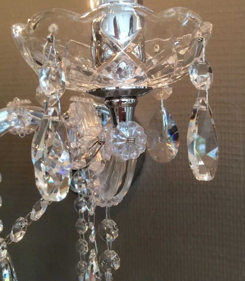 Maria Theresia Kristal Wandlampje 2 Lichts - Zilver, Verzenden, Nieuw