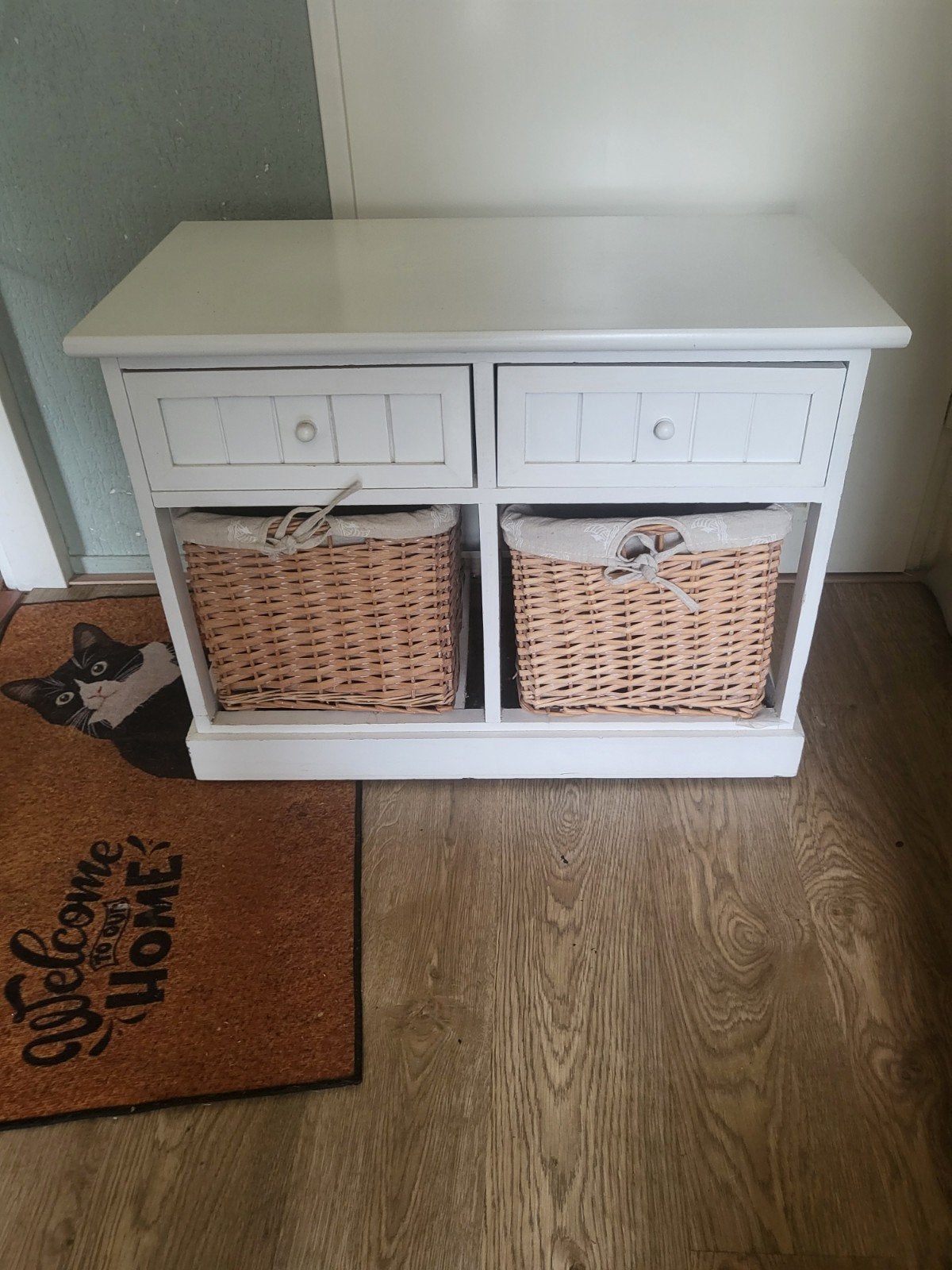Klein wit ladekastje met 2 manden, Huis en Inrichting, Kasten | Ladekasten, Minder dan 50 cm, Gebruikt, Overige materialen, 1 of 2 laden